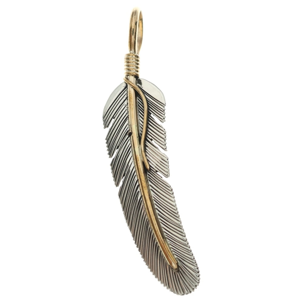 INDIAN JEWELRY(インディアンジュエリー) ナバホ族 Harvey Mace ハーヴィーメイス 12KGF フェザー ペンダント