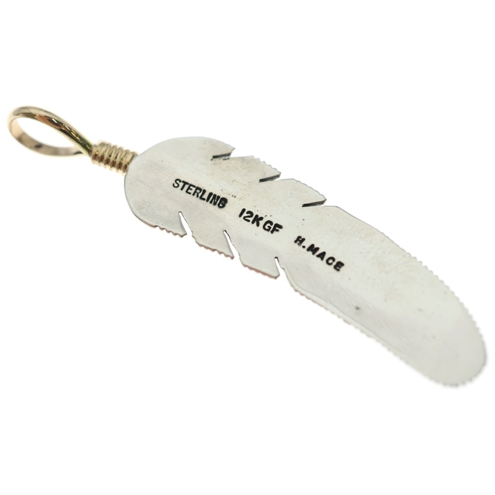 INDIAN JEWELRY(インディアンジュエリー) ナバホ族 Harvey Mace ハーヴィーメイス 12KGF フェザー ペンダント