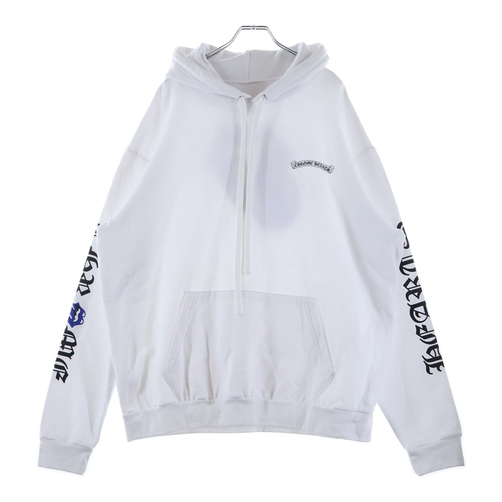 CHROME HEARTS(クロムハーツ) ×THE ROLLING STONES ローリングストーンズ リップアンドタン プリントプルオーバーパーカー ホワイト/ブルー