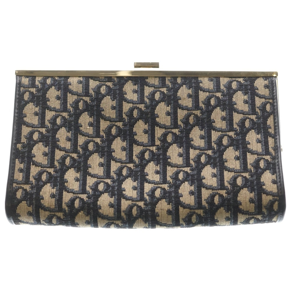 Christian Dior(クリスチャンディオール) ヴィンテージ トロッター柄クラッチバッグ ネイビー/ベージュ レディース