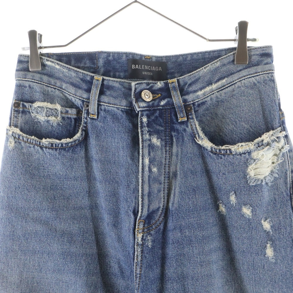 BALENCIAGA(バレンシアガ) 23SS リペアドデストロイ加工デニムパンツ 745151 THW25 インディゴブルー