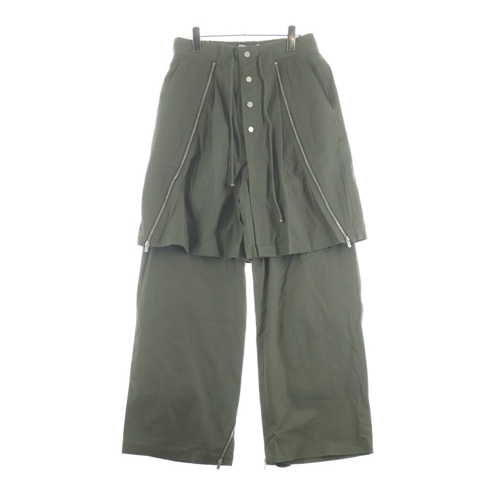 FFFPOSTALSERVICE(トリプルエフポスタルサービス) 25AW Double Layered Zip Trousers ダブルレイヤードトラウザーズパンツ FFFPSFW2518 グリーン