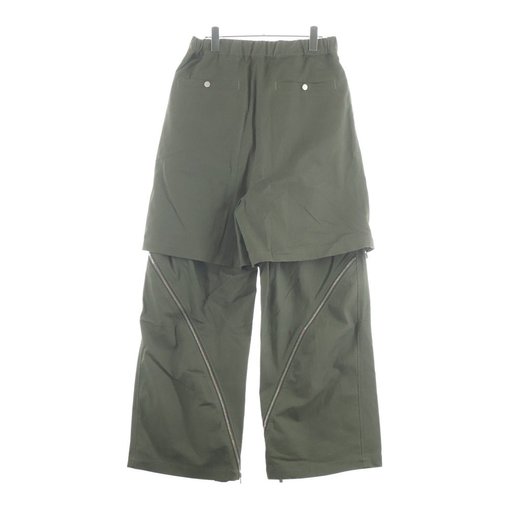 FFFPOSTALSERVICE(トリプルエフポスタルサービス) 25AW Double Layered Zip Trousers ダブルレイヤードトラウザーズパンツ FFFPSFW2518 グリーン