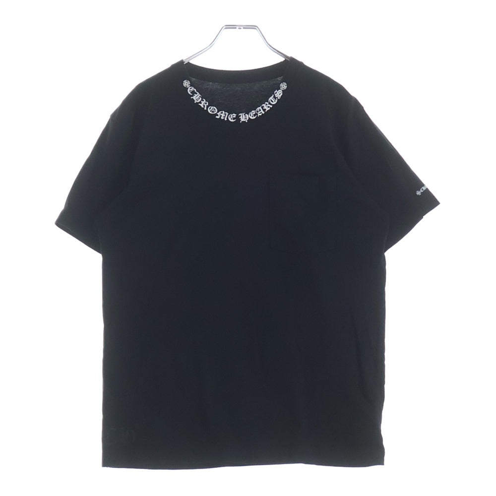 CHROME HEARTS(クロムハーツ) NECK LOGO TEE ネックロゴプリント半袖Tシャツ ブラック