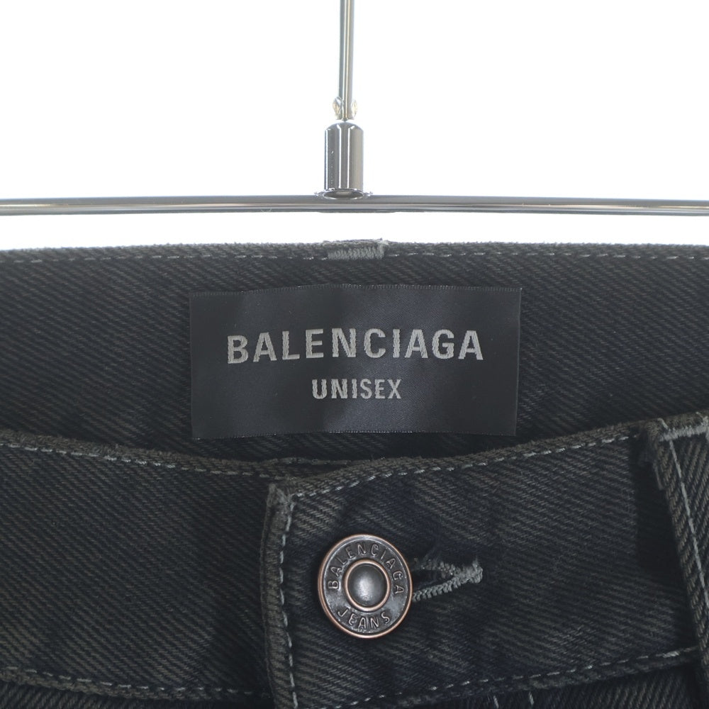 BALENCIAGA(バレンシアガ) 25SS ダメージクラッシュデストロイ加工ローライズデニムパンツ 833430 TSW85 ブラック