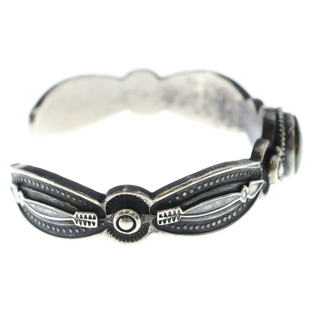INDIAN JEWELRY(インディアンジュエリー) ナバホ族 Derrick Gordon デリックゴードン ターコイズ付きバングル シルバー