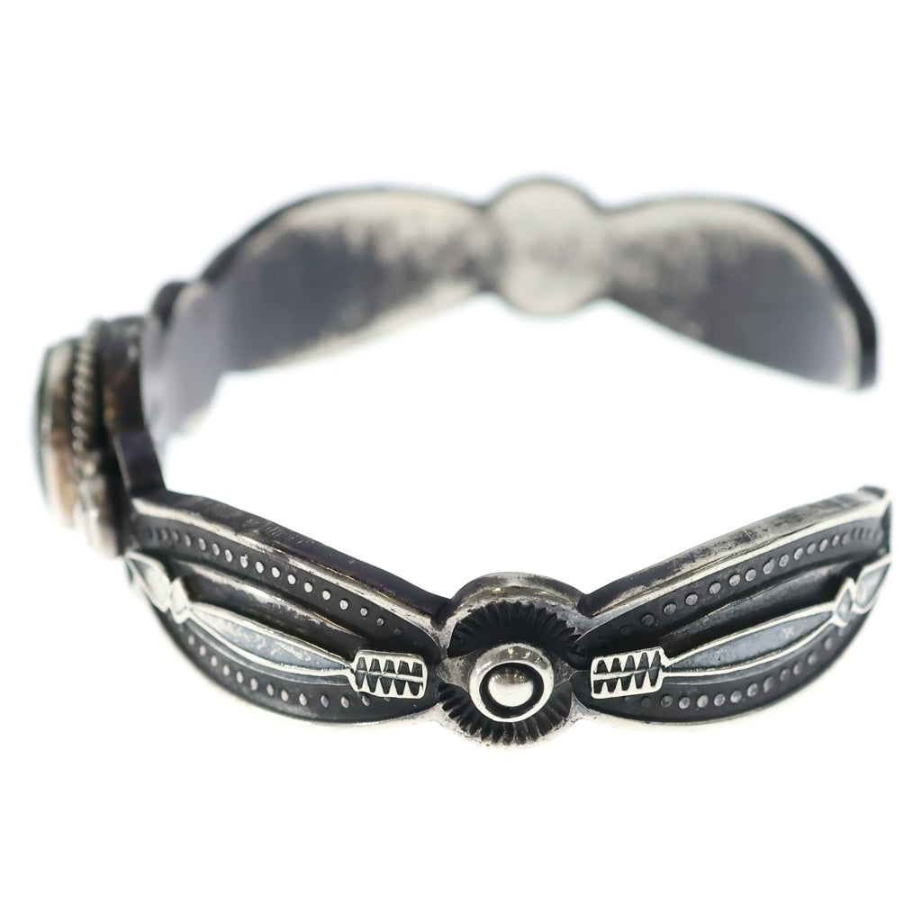 INDIAN JEWELRY(インディアンジュエリー) ナバホ族 Derrick Gordon デリックゴードン ターコイズ付きバングル シルバー