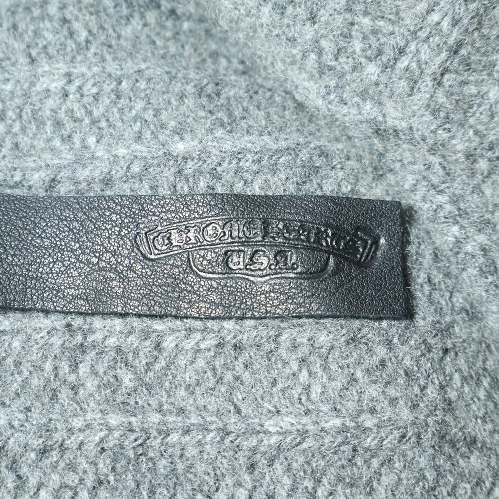 CHROME HEARTS(クロムハーツ) CHレザーパッチクロスボールボタンカシミアニットカーディガン グレー