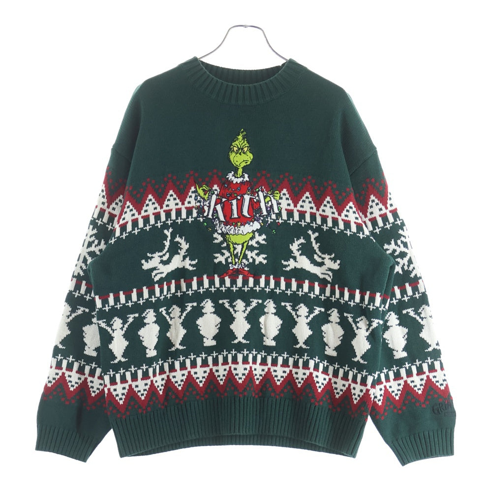 KITH(キス) 24AW The Grinch Fair Isle Lewis Crewneck グリンチ ノルディックニットセーター グリーン