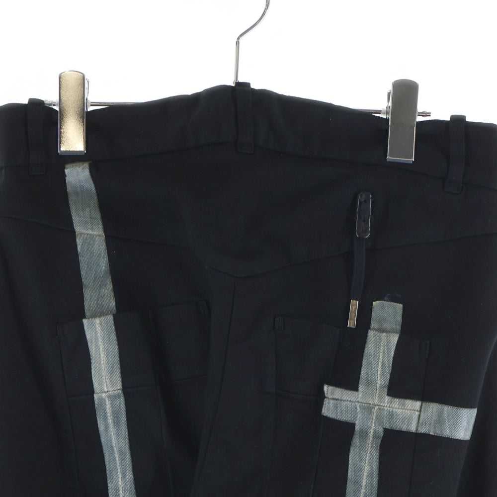 BORIS BIDJAN SABERI(ボリスビジャンサベリ) 22SS TIGHT FIT PANTS/OBJECT DYED & SEAM TAPED P13.TF F1939 止水テープ ボタンフライ デニム スキニーパンツ ブラック
