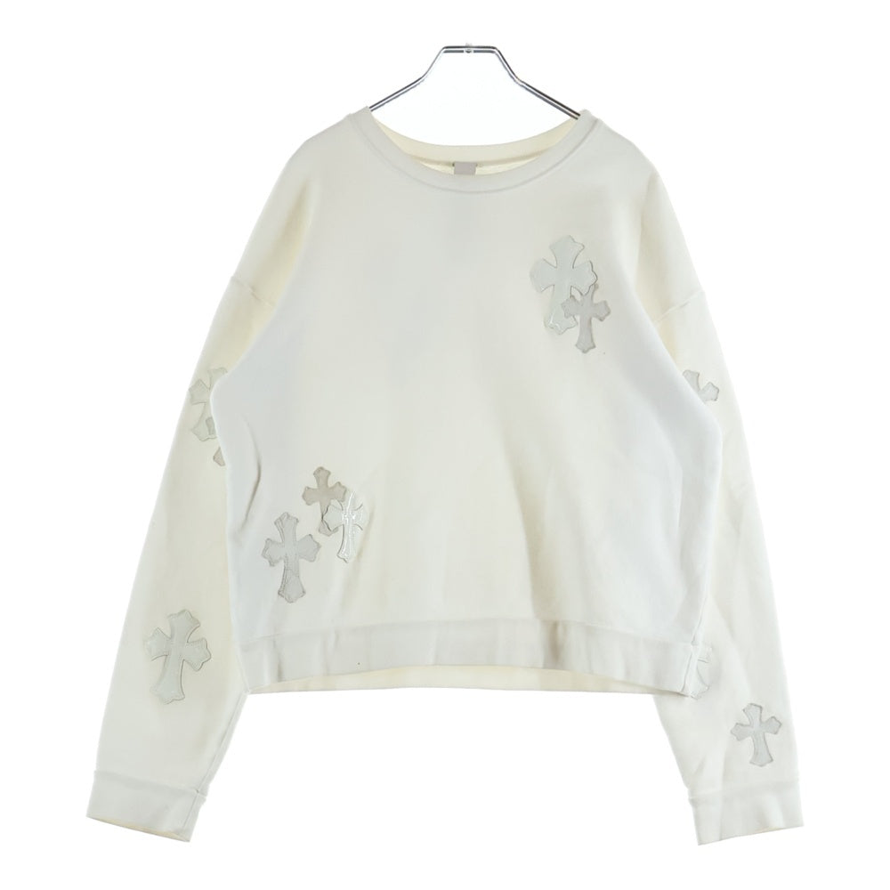 CHROME HEARTS(クロムハーツ) Y NOT CREW NECK SWEAT パテントレザークロスパッチクルーネックスウェット ホワイト