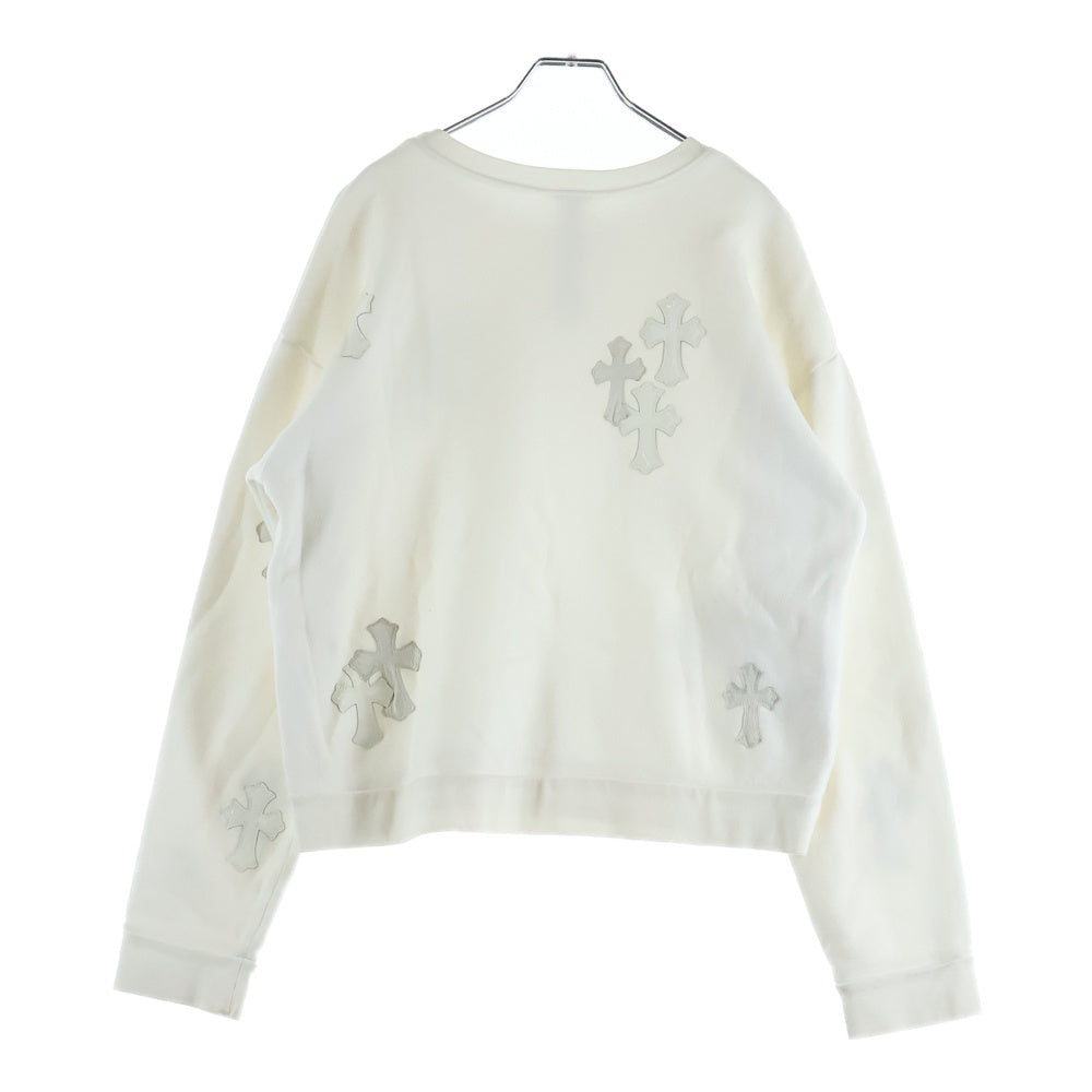 CHROME HEARTS(クロムハーツ) Y NOT CREW NECK SWEAT パテントレザークロスパッチクルーネックスウェット ホワイト