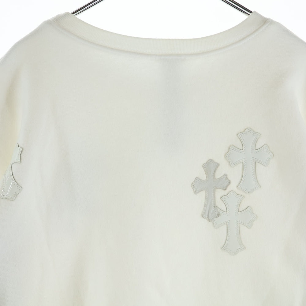 CHROME HEARTS(クロムハーツ) Y NOT CREW NECK SWEAT パテントレザークロスパッチクルーネックスウェット ホワイト