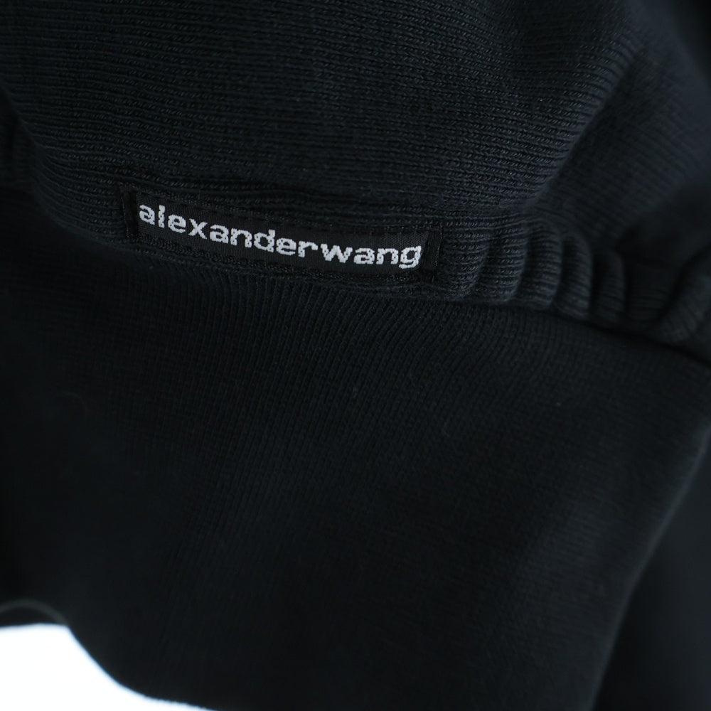 ALEXANDER WANG(アレキサンダーワン) Cropped Zip-up Hoodie クロップドジップアップフーディーパーカー 4CC1242077 ブラック レディース