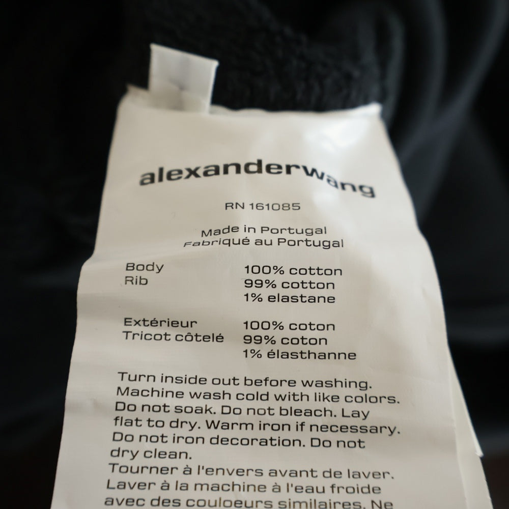 ALEXANDER WANG(アレキサンダーワン) Cropped Zip-up Hoodie クロップドジップアップフーディーパーカー 4CC1242077 ブラック レディース