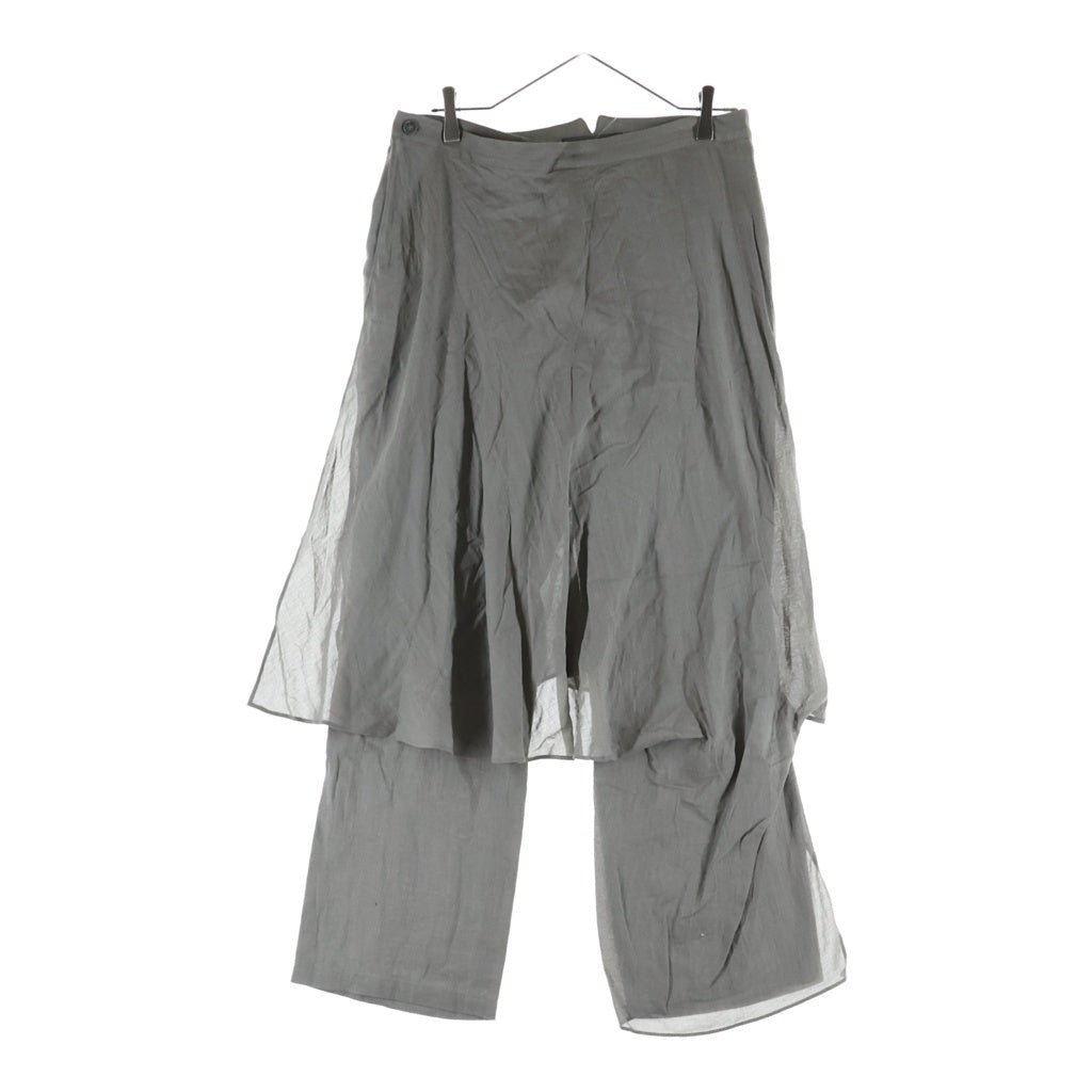 Yohji Yamamoto + NOIR(ヨウジヤマモトプリュスノアール) アーカイブ レイヤードコットンリネンパンツ NV-P16-029 グレー