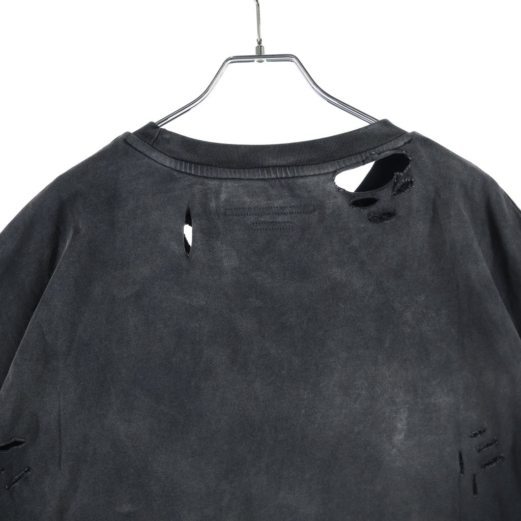 NO BRAND(ノーブランド) TROUBLED WATERS DETOX TEE トラブルウォーター ヴィンテージ加工オーバーサイズプリント半袖Tシャツ グレー