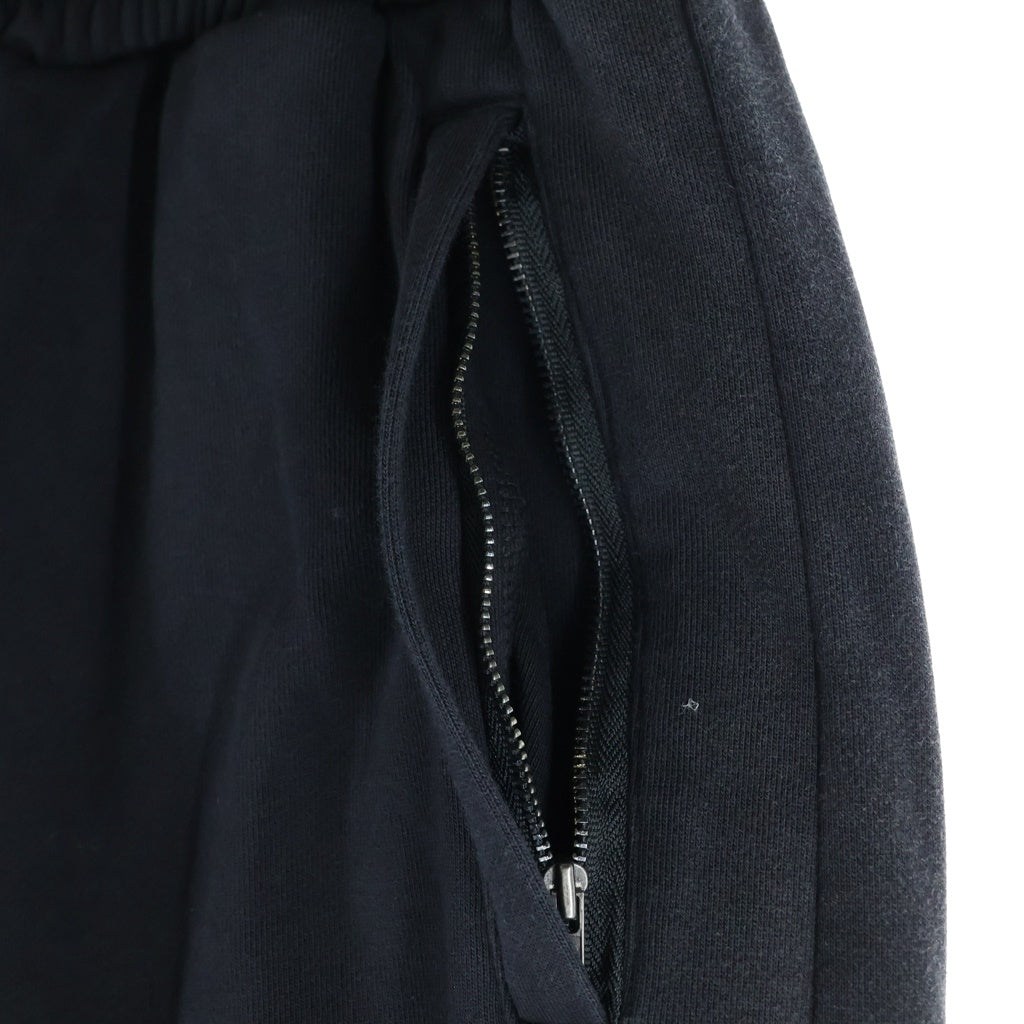 NO BRAND(ノーブランド) TROUBLED WATERS トラブルウォーター ダメージ加工プリントワイドスウェットパンツ ブラック