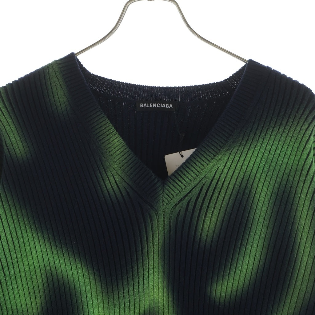 BALENCIAGA(バレンシアガ) 20SS フレイムオーバーサイズVネックセーター 599685 T1555 グリーン/ネイビー