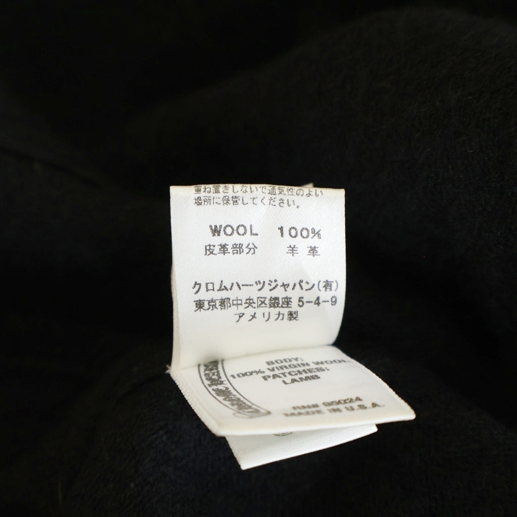 CHROME HEARTS(クロムハーツ) 袖レザークロスパッチ フローラルクロスボタン ヴァージンウール長袖シャツ ブラック