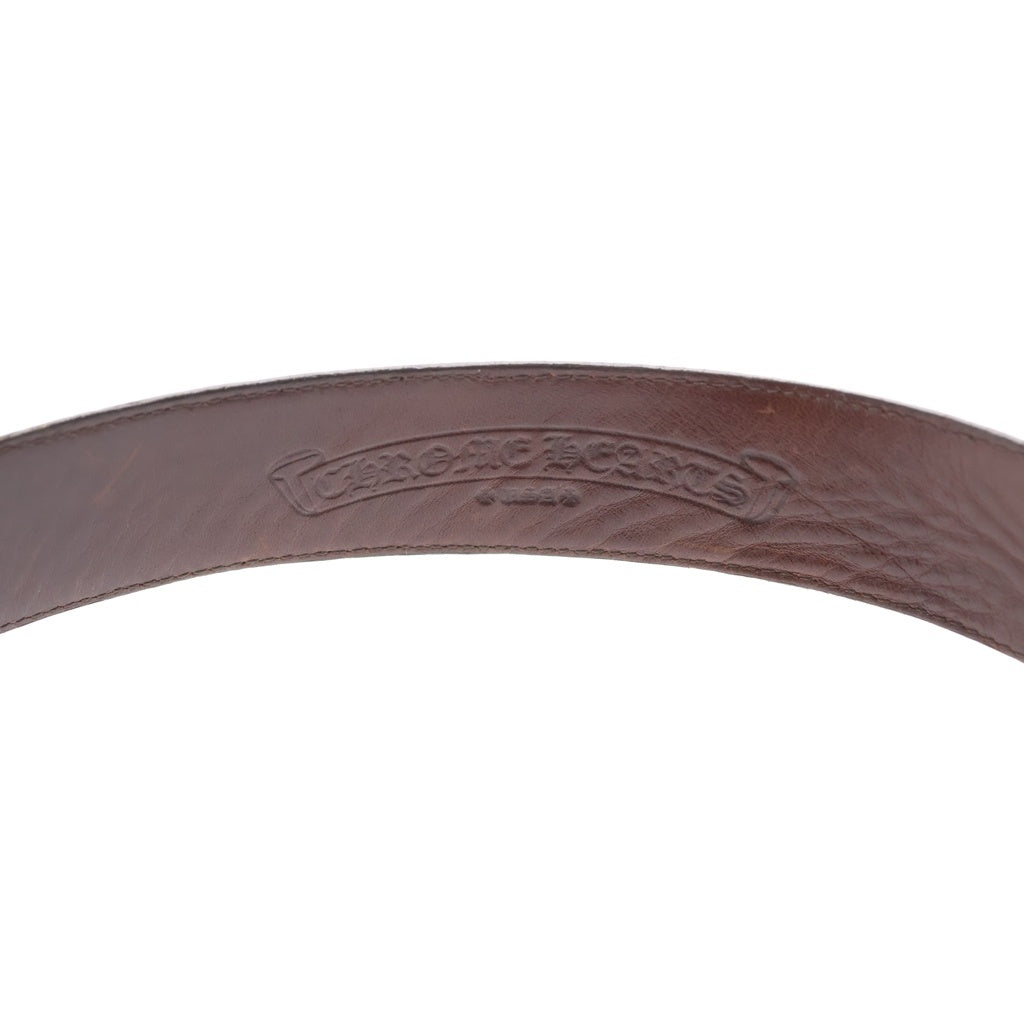 CHROME HEARTS(クロムハーツ) 1.5 STRAP 1.5inch スクロールレーベルリベッツ レザーベルト ブラウン