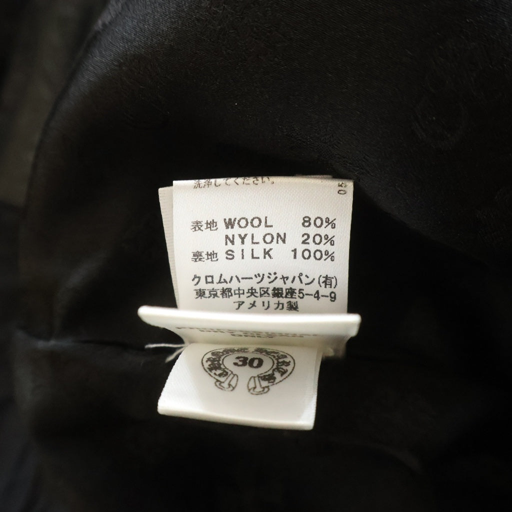 CHROME HEARTS(クロムハーツ) クロスボールボタンウールチェック柄フレアロングパンツ グレー