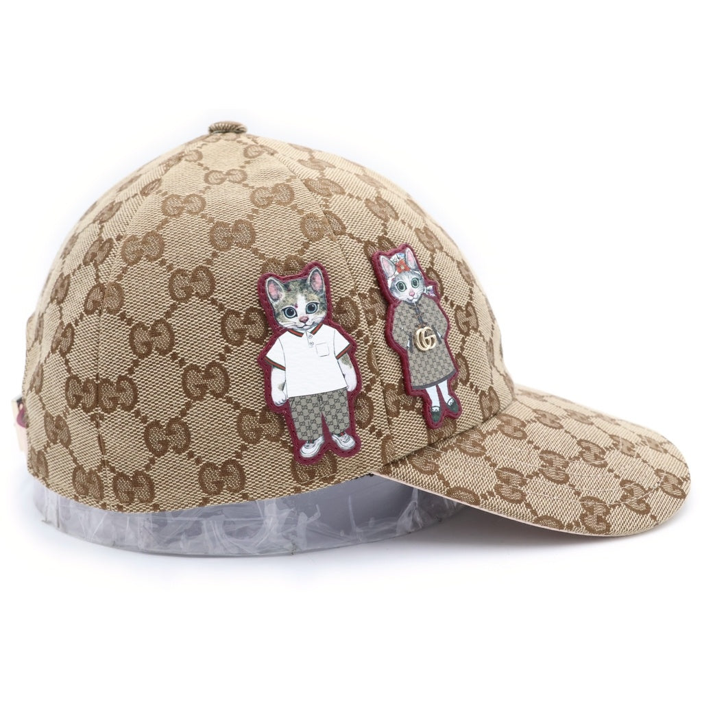 GUCCI(グッチ) 25SS×ヒグチユウコ 日本限定 GGキャンバスベースボールキャップ 帽子 847862 3HBFT ベージュ/ピンク レディース