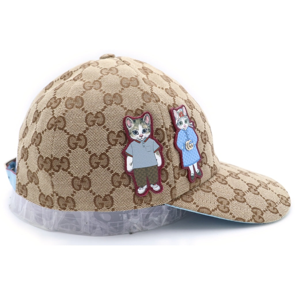GUCCI(グッチ) 25SS×ヒグチユウコ 日本限定 GGキャンバスベースボールキャップ 帽子 847862 3HBFT ベージュ/ブルー レディース