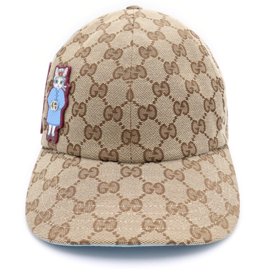 GUCCI(グッチ) 25SS×ヒグチユウコ 日本限定 GGキャンバスベースボールキャップ 帽子 847862 3HBFT ベージュ/ブルー レディース
