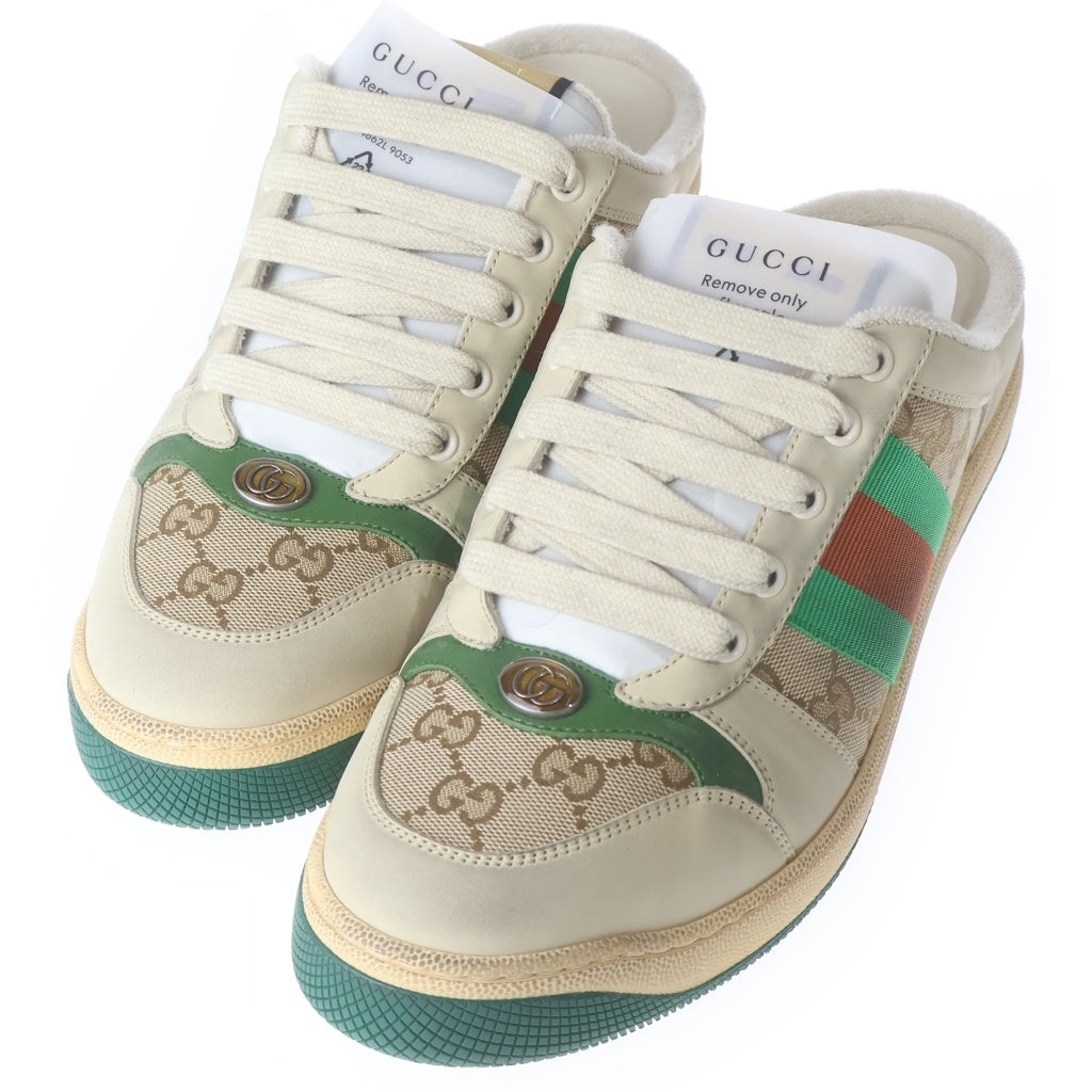 GUCCI(グッチ) SCREENER スクリーナー GGキャンバス ヴィンテージ加工 ミュールシューズ ローカットスニーカー 570443 ベージュ