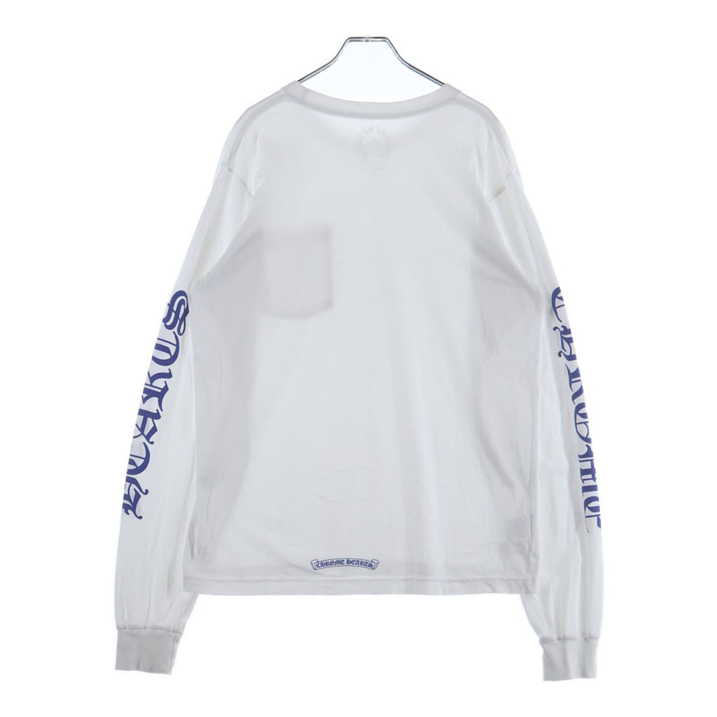 CHROME HEARTS(クロムハーツ) CH LS 1 ネックロゴ アームプリントクルーネック長袖Tシャツ ホワイト/ブルー