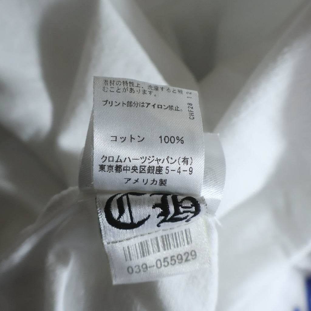 CHROME HEARTS(クロムハーツ) CH LS 1 ネックロゴ アームプリントクルーネック長袖Tシャツ ホワイト/ブルー
