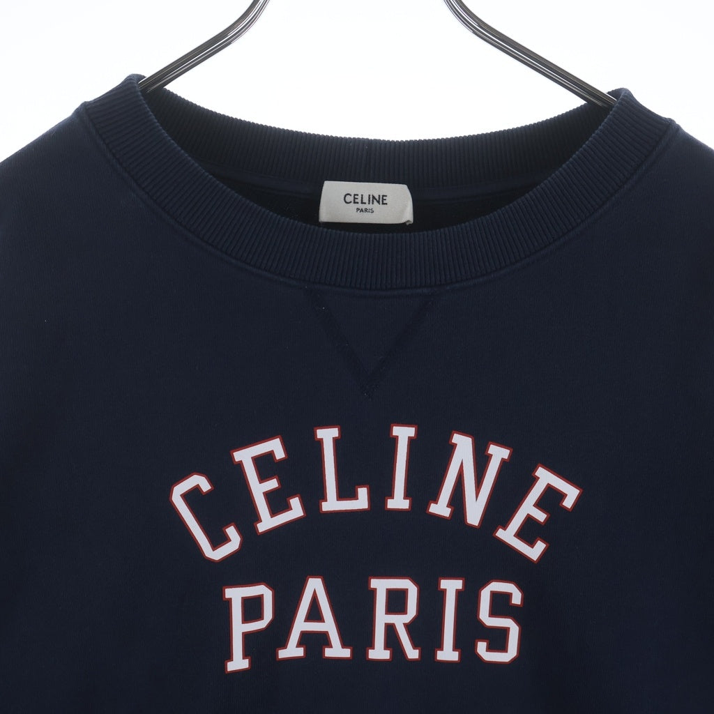 CELINE(セリーヌ) 26SS PARIS ロゴプリントスウェットトレーナー RY0S1510Z.07RV ネイビー