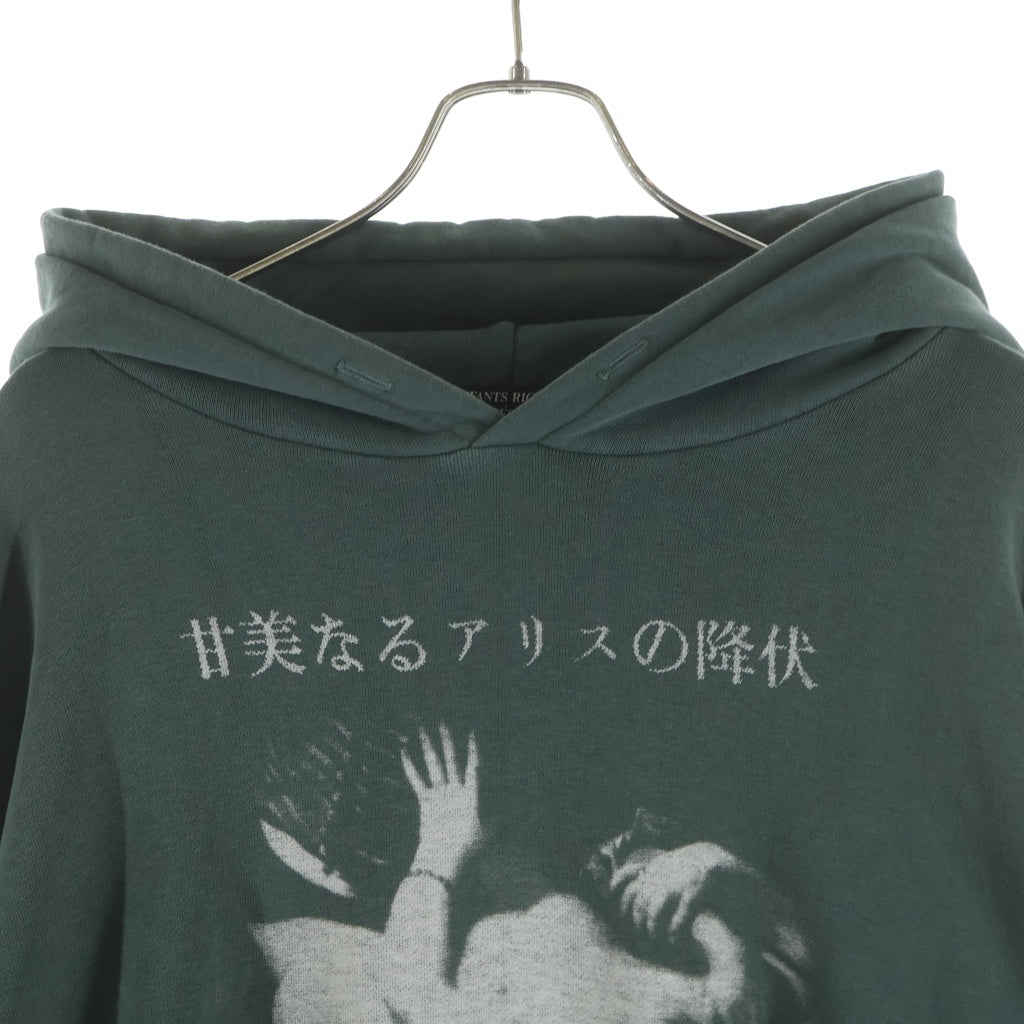 ENFANTS RICHES DEPRIMES(アンファンリッシュデプリメ) 25SS SWEET SURRENDER OF ALICE HOODIE アリスプリントダメージ加工プルオーバーフーディーパーカー グリーン