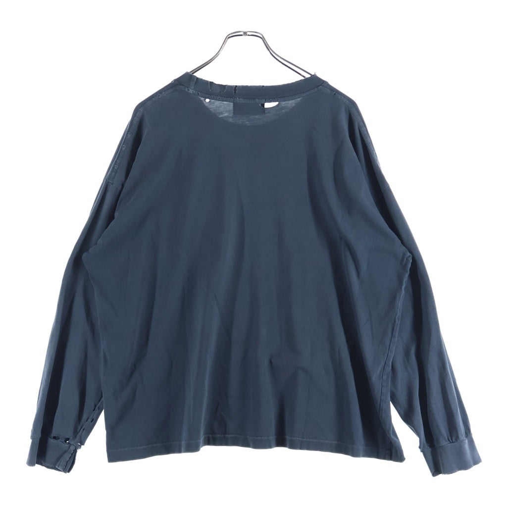ENFANTS RICHES DEPRIMES(アンファンリッシュデプリメ) 25SS CLASSIC LOGO LS T-SHIRT ウォッシュドダメージ加工ロゴプリント長袖Tシャツ グレー