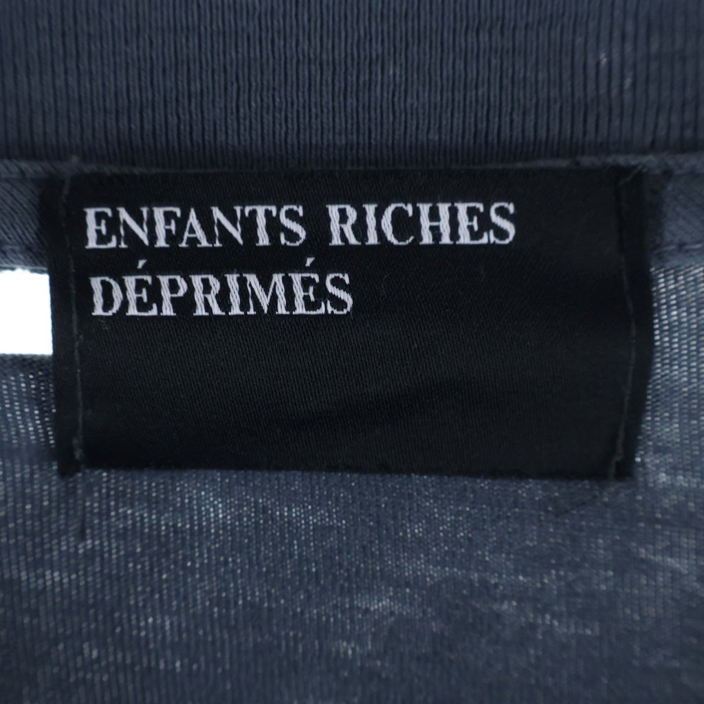ENFANTS RICHES DEPRIMES(アンファンリッシュデプリメ) 25SS CLASSIC LOGO LS T-SHIRT ウォッシュドダメージ加工ロゴプリント長袖Tシャツ グレー