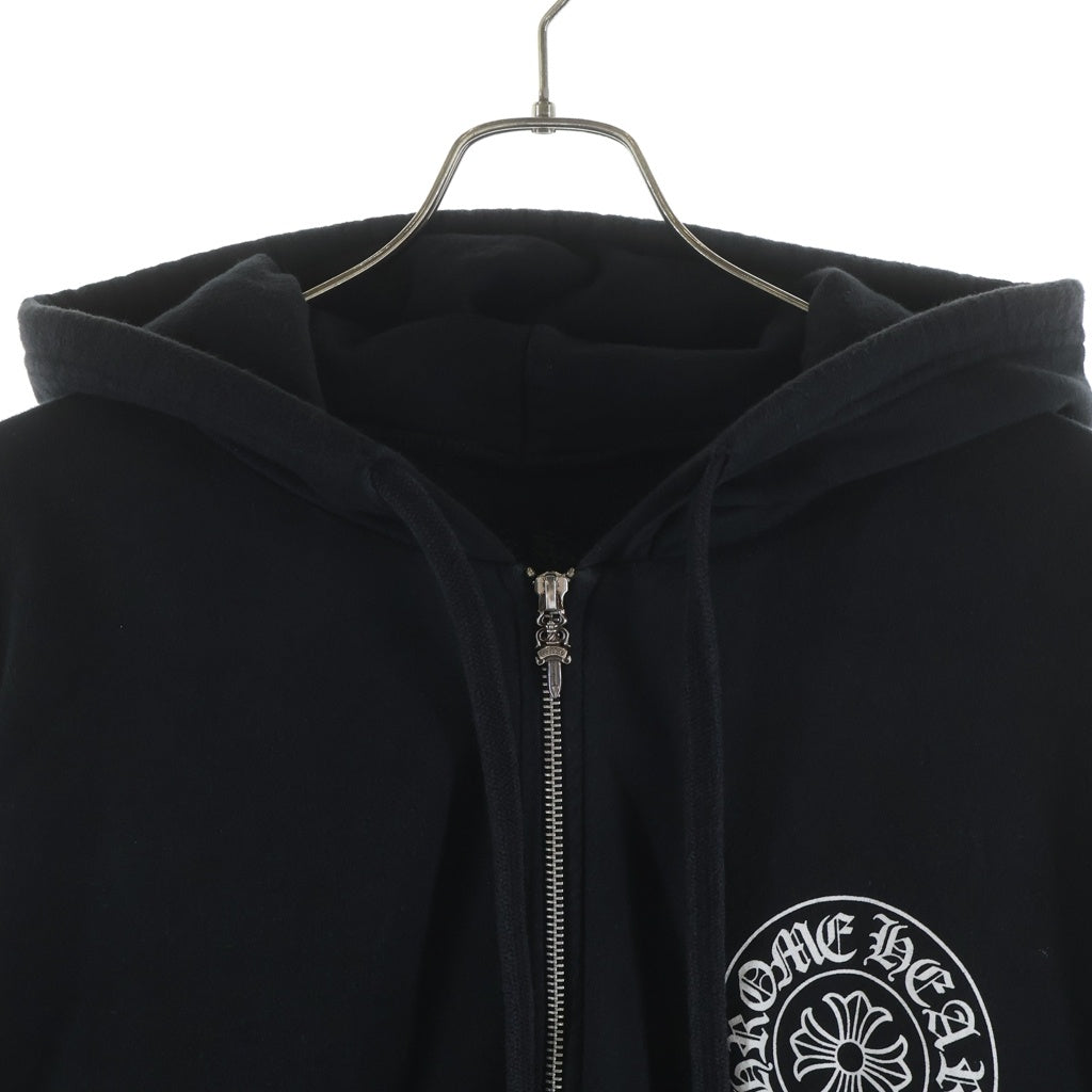 CHROME HEARTS(クロムハーツ) SWTSHRT PLVR マリブ限定 バックホースシュープリント ジップアップパーカー ブラック