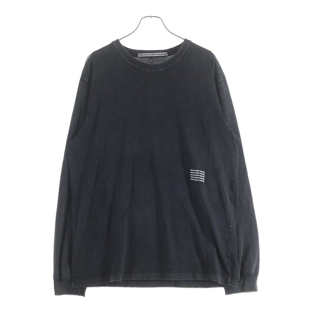 ALEXANDER WANG(アレキサンダーワン) ロゴデザイン ウォッシュド加工 長袖Tシャツ ブラック UCC3221537