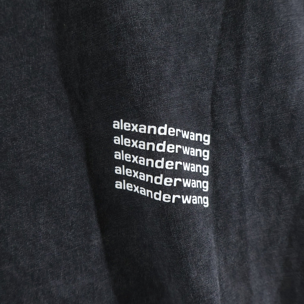 ALEXANDER WANG(アレキサンダーワン) ロゴデザイン ウォッシュド加工 長袖Tシャツ ブラック UCC3221537