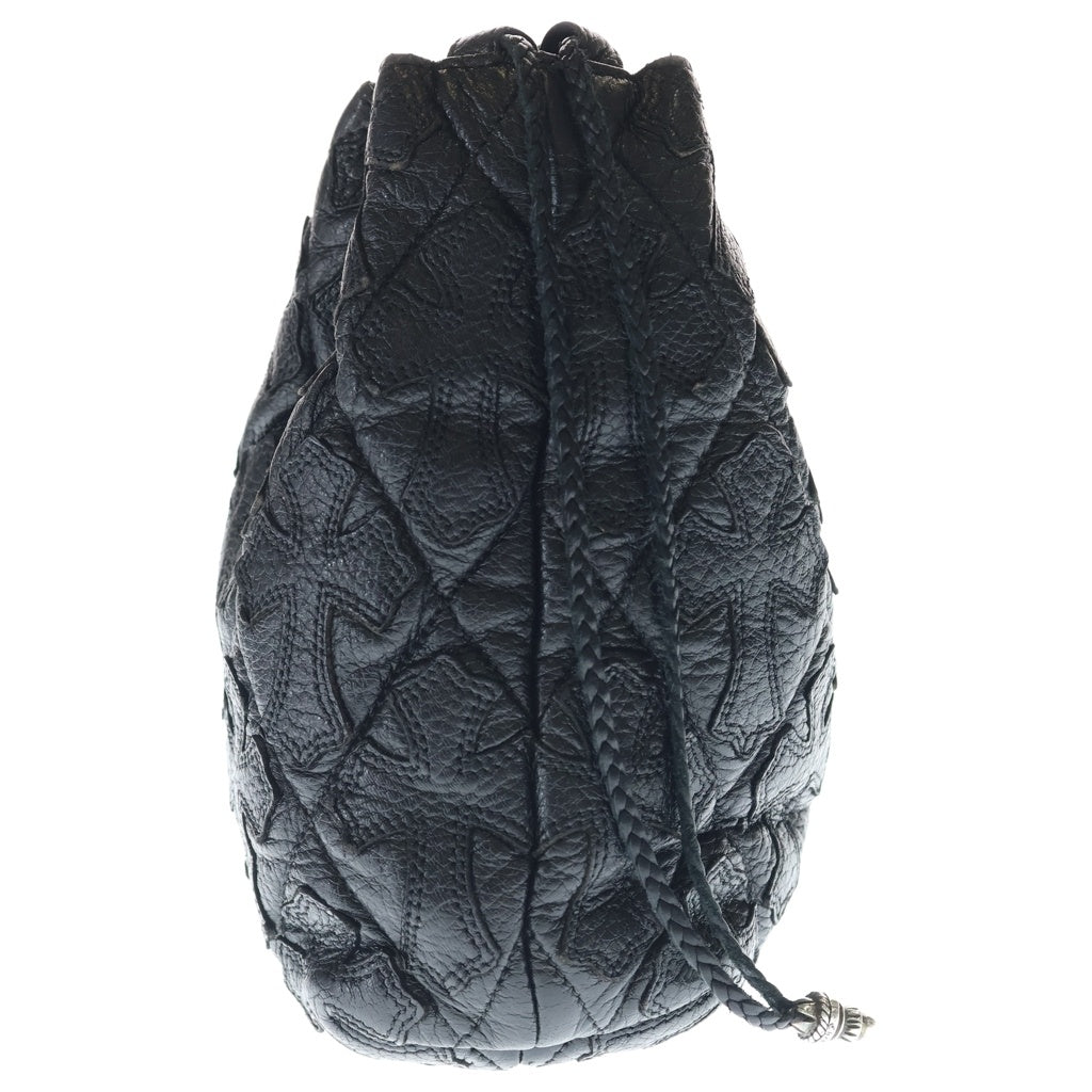 CHROME HEARTS(クロムハーツ) DRW STRNG CRS SACK ドローストリングセメタリークロスパッチ付きサック ブラック/シルバー