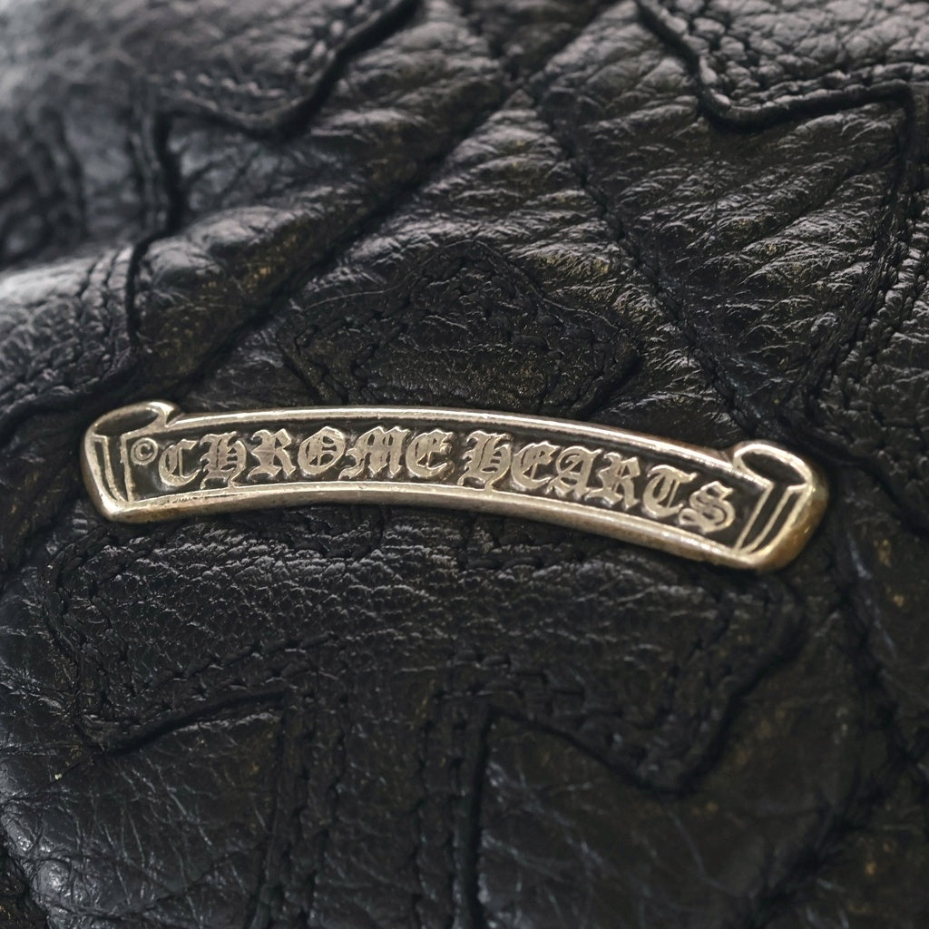 CHROME HEARTS(クロムハーツ) DRW STRNG CRS SACK ドローストリングセメタリークロスパッチ付きサック ブラック/シルバー