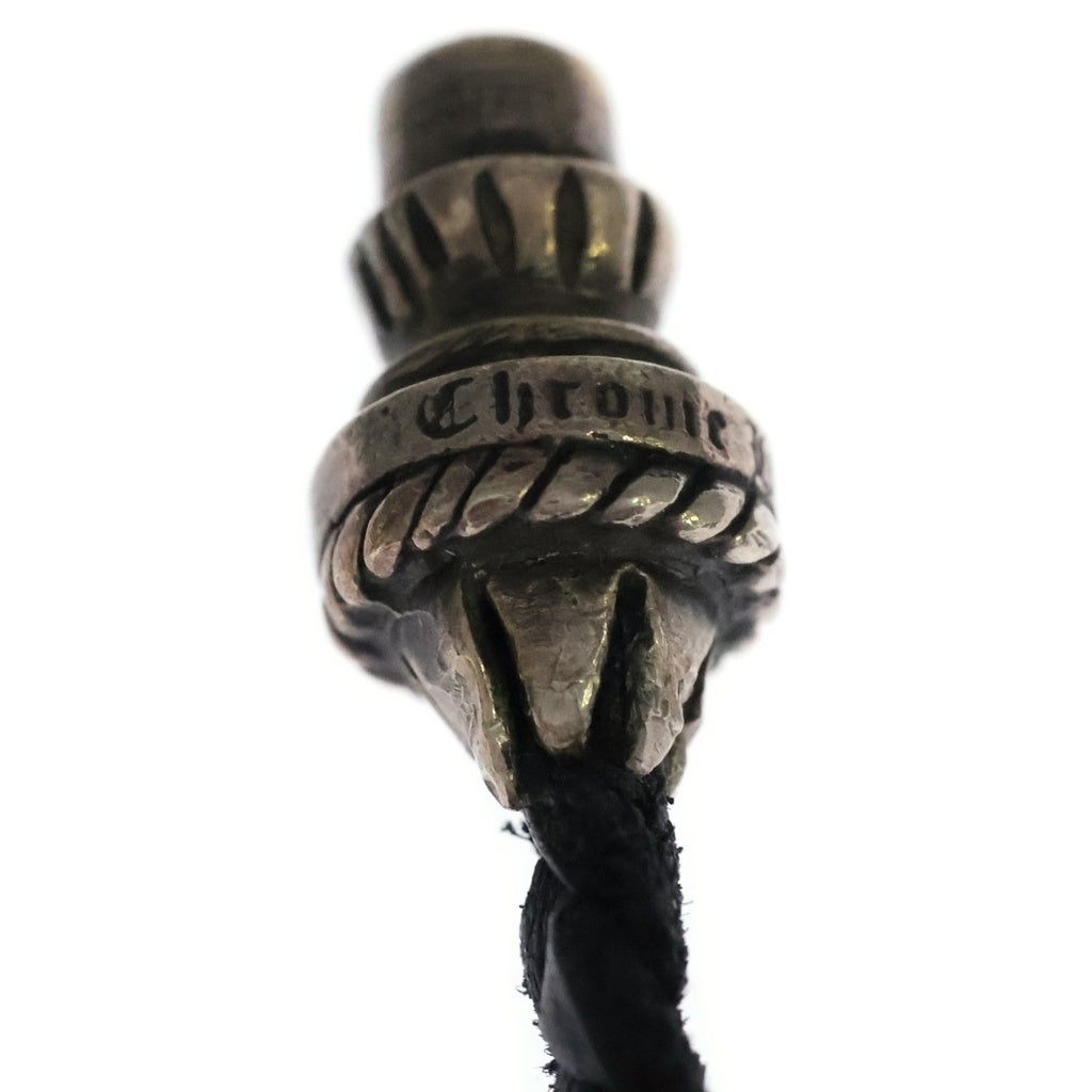 CHROME HEARTS(クロムハーツ) LEATHER BRAID SCROLL ネックレス レザーブレイドネックレス ブラック/シルバー BCA377