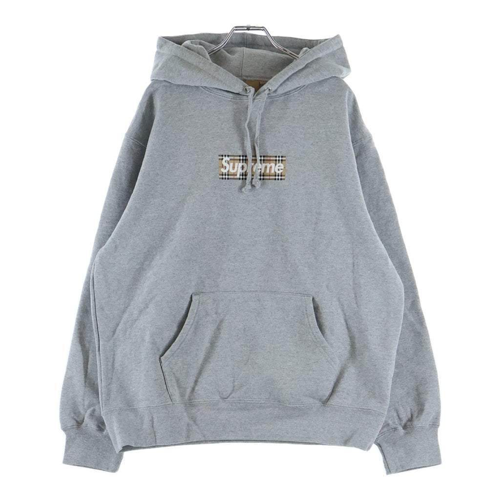 SUPREME(シュプリーム) 22SS×Burberry Box Logo Hooded Sweatshirt バーバリー ボックスロゴフーデッドスウェットプルオーバーパーカー グレー