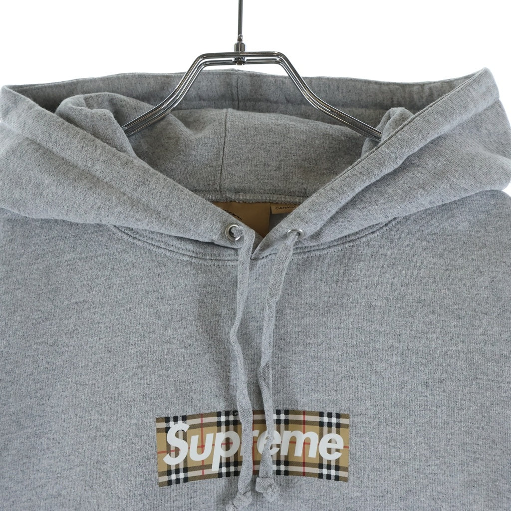 SUPREME(シュプリーム) 22SS×Burberry Box Logo Hooded Sweatshirt バーバリー ボックスロゴフーデッドスウェットプルオーバーパーカー グレー