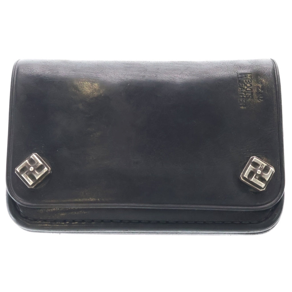 STOP LIGHT(ストップライト) LEATHER 卍ボタン レザーショートウォレット 2つ折り財布 ブラック