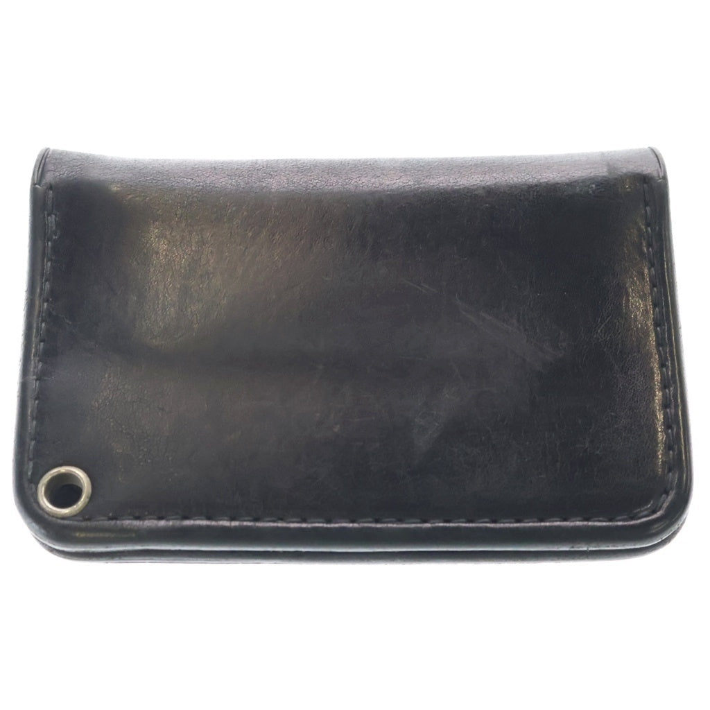 STOP LIGHT(ストップライト) LEATHER 卍ボタン レザーショートウォレット 2つ折り財布 ブラック