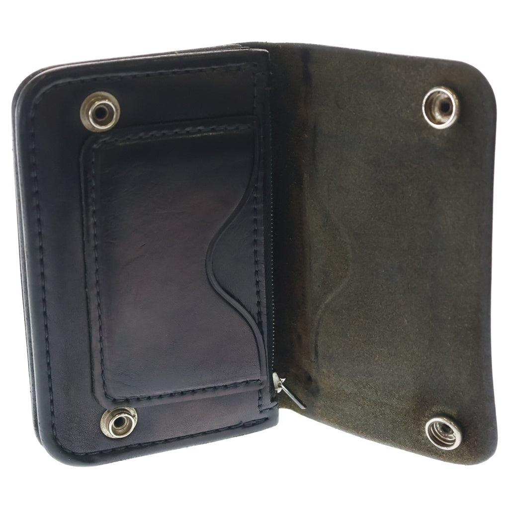 STOP LIGHT(ストップライト) LEATHER 卍ボタン レザーショートウォレット 2つ折り財布 ブラック