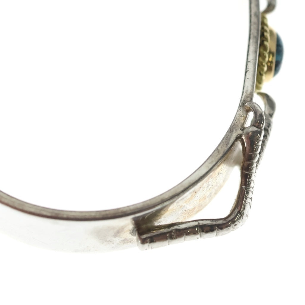 鷲見太郎(ワシミタロウ) M plain bangle 12mm turquoise 6×8 K18 cup eagle claw pendant 01 eagle claw pendant 02イーグルクロー付き18金カップバングル シルバーゴールド