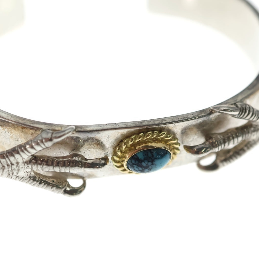 鷲見太郎(ワシミタロウ) M plain bangle 12mm turquoise 6×8 K18 cup eagle claw pendant 01 eagle claw pendant 02イーグルクロー付き18金カップバングル シルバーゴールド