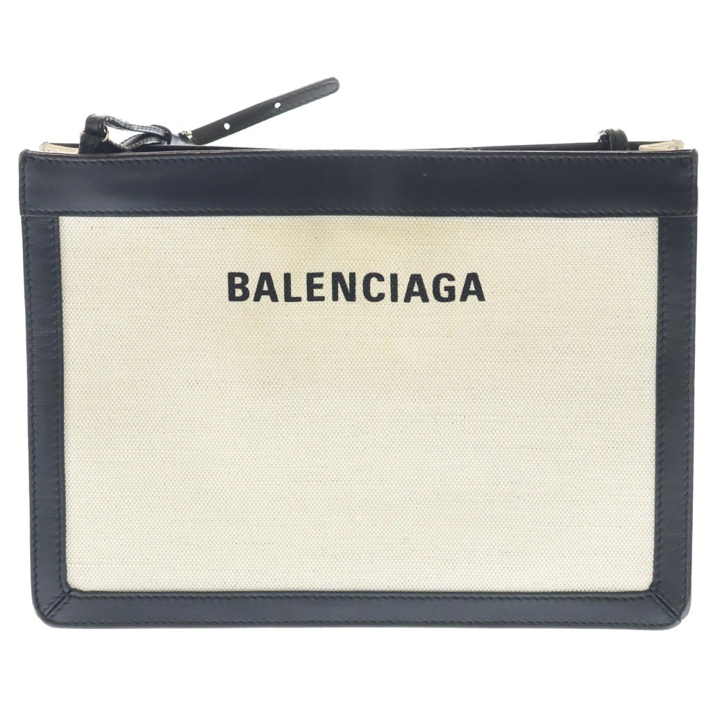 BALENCIAGA(バレンシアガ) ポシェット キャンバス レザー ショルダーバッグ ブラック/ホワイト レディース